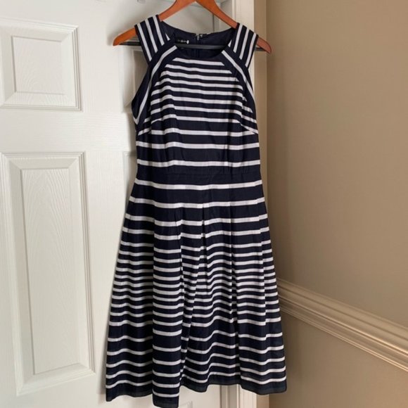 Talbots Dresses & Skirts - Talbots | Fit and Flare Striped Cotton and Silk Dress